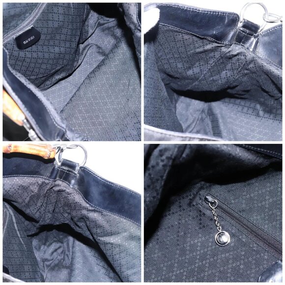 GUCCI Bamboo Hand Bag Nylon 2way Black 001 - Picture 15 of 16